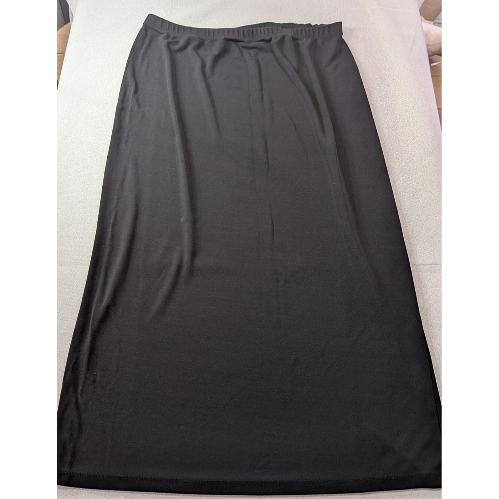 Apostrophe Maxi Skirt Womens XL Black Excellent Elastic Waist Solid Rayon Blend
